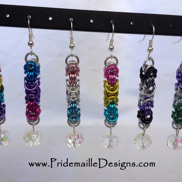 Byzantine Earrings - LGBT Pansexual Asexual Genderqueer Pride colors