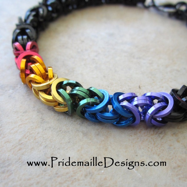 Square Wire Rainbow Byzantine Bracelet - Chainmaille Jewelry