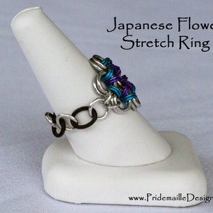 Rainbow Flower Stretch Ring Rainbow Vers.2 Aluminum Chainmaille Jewelry image 2