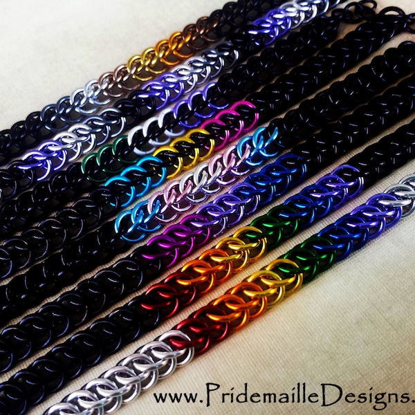 Half Persian 3in1 Bracelet - Various LGBT styles - Anodized Aluminum Chainmaille Jewelry