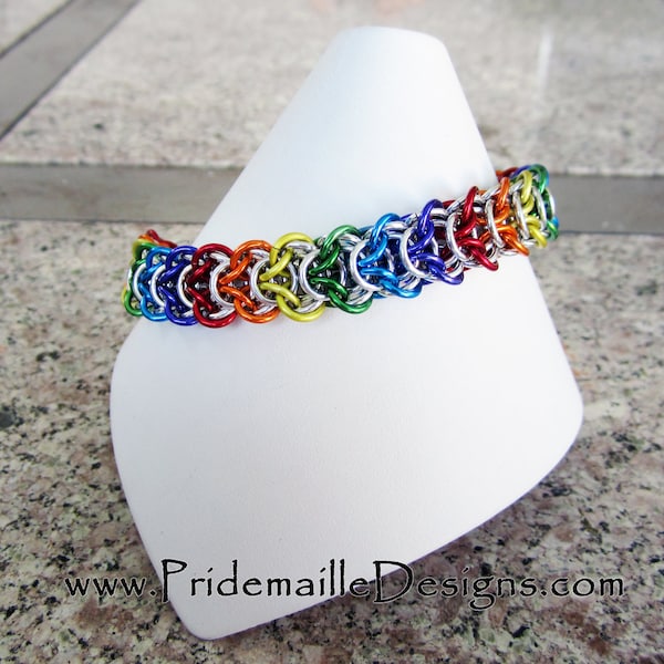 Rainbow Gay Pride Bracelet - Elfweave - Aluminum Chainmaille jewelry