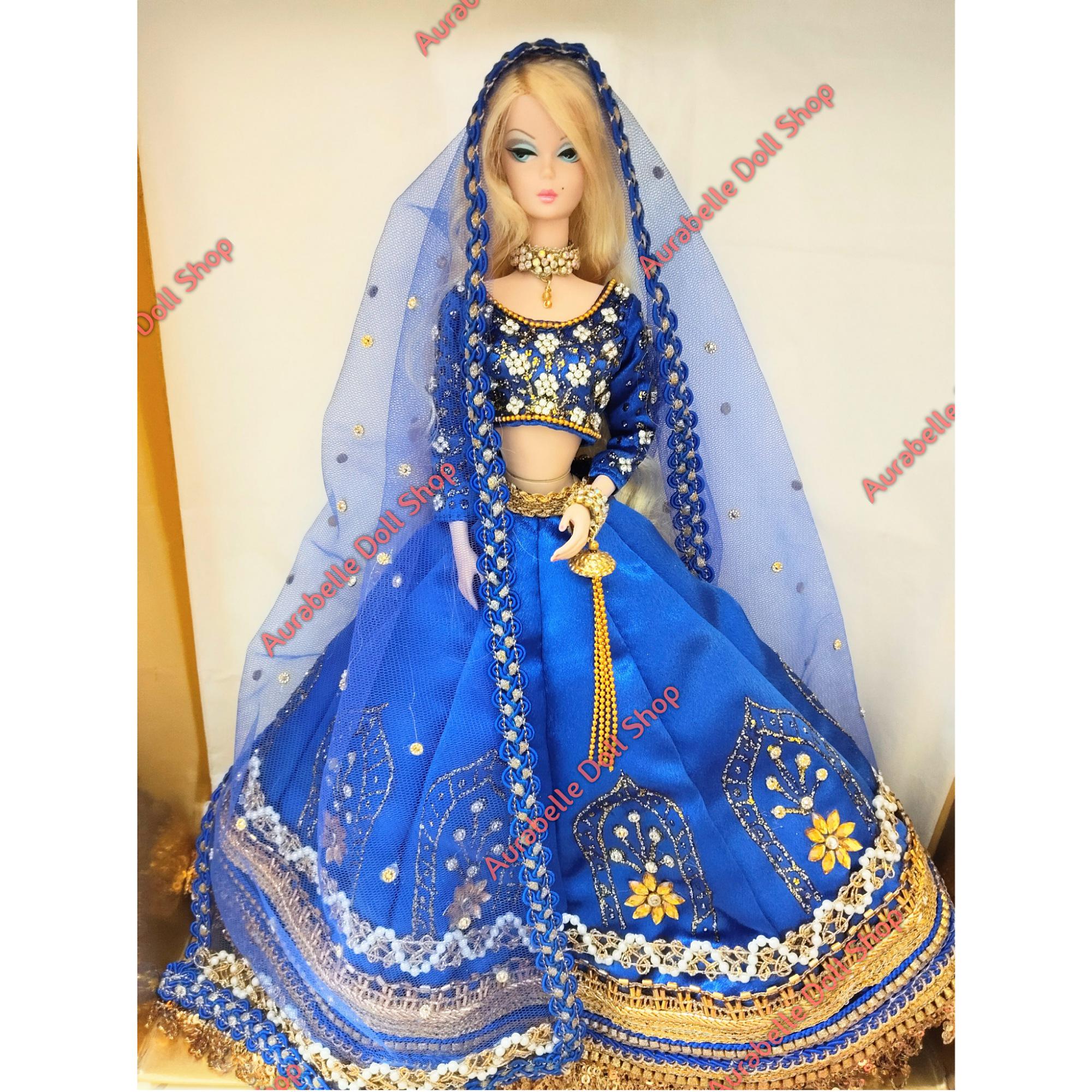 green emerald velvet dress Barbie Signature Diwali Doll by Anita Dongre  Mattel Creations Australia