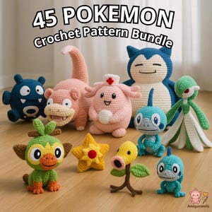 45-in-1 Pokémon-inspired Amigurumi Pattern Bundle | Digital PDF Crochet Toy Set