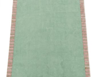 Handgetuft wollen vloerkleed, woonkamer groen mos, zachte dikke pool