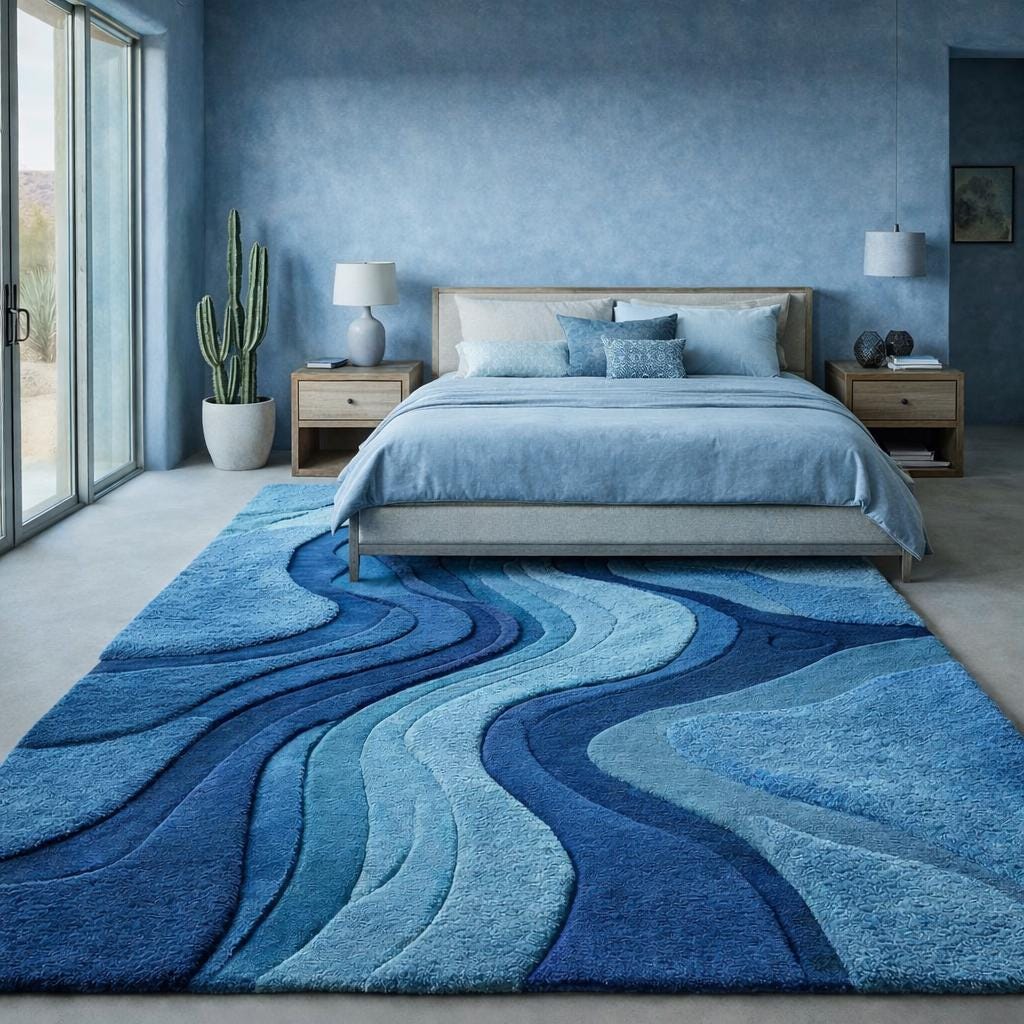 8x10-hand Tufted New Zealand Wool Blue Wave Abstract Rug – Modern ...