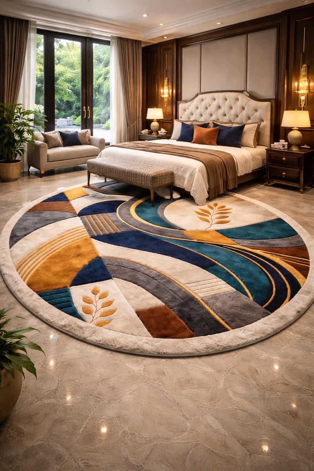 Modern Abstract Wool Rug – Hand Tufted Geometric Area Rug (8 Ft Round ...