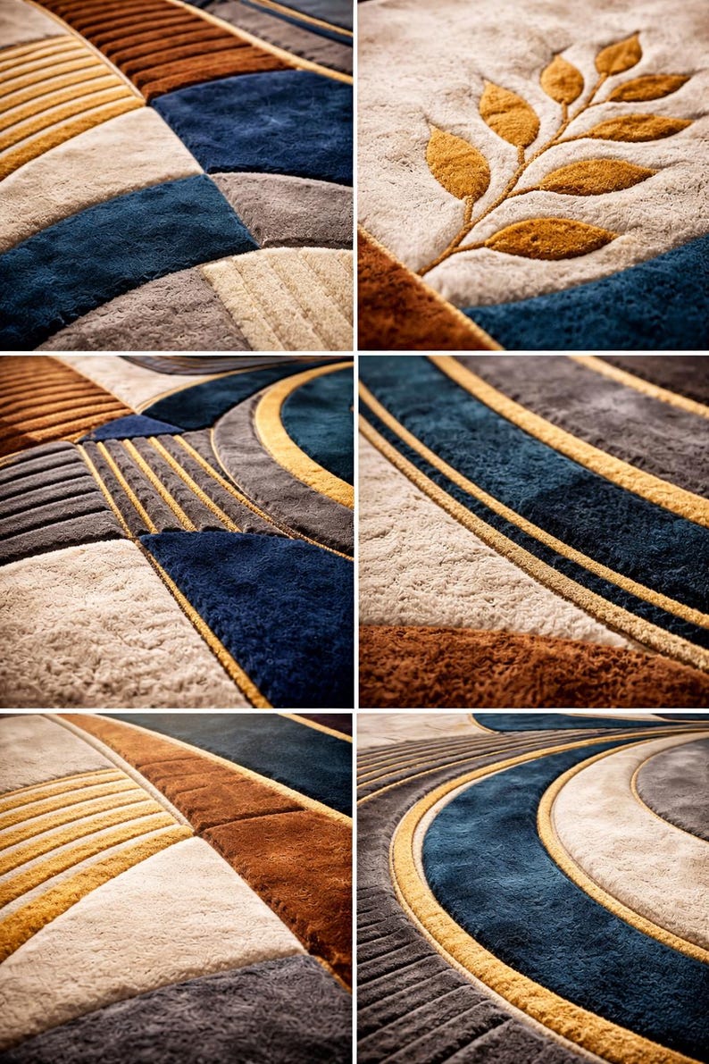Modern Abstract Wool Rug – Hand Tufted Geometric Area Rug (8 Ft Round ...