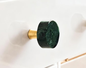 Marmor Messing Knauf, Grüne Marmor Garderobe Knäufe, Sleek Schubladengriffe