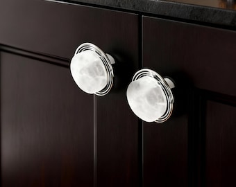 Crystal Brass Knob, Amethyst Drawer Pulls, Natural Stone Handles