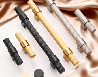 Striped Wardrobe Handles, Modern Furniture Pulls, Brass Drawer Pull Knob