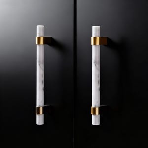 Naturmarmor Griffe, Garderobenknäufe, Knäufe aus Messing