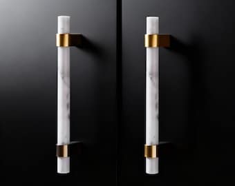 Naturmarmor Griffe, Garderobenknäufe, Knäufe aus Messing