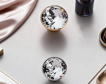 Brass Crystal Knob, Dresser Drawer Pulls, Decor Drawer Knobs