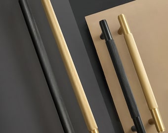Striped Cabinet Pull, Brass Sleek Handles, Long Door Handles