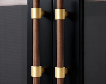 Brass Drawer Knob, Walnut Dresser Pulls, Kitchen Door Cabinet Handle