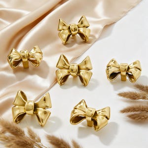 Creative Solid Brass Drawer Knob, Gold Bowknot Kids Cabinet Handle
