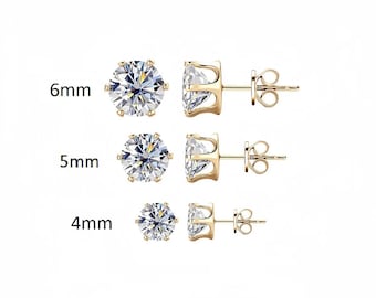VVS1 Moissanite Stud Earrings, 925 Sterling Silver, 4-6mm, Hip Hop Jewelry