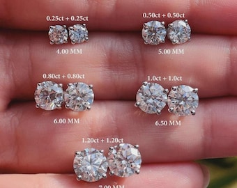 VVS1 Moissanite Stud Earrings, Sterling Silver, Hip Hop Style