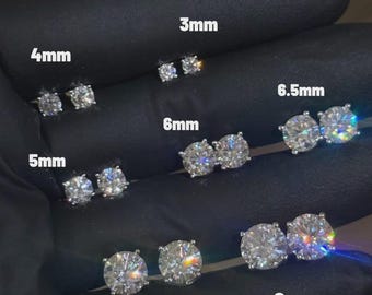 VVS1 Moissanit Ohrstecker 925 Silber Gelbgold vergoldet, Push Back Ohrringe 0.2-4 CTW, 3-8 mm für Frauen & Männer Moissanite Diamant Ohrring