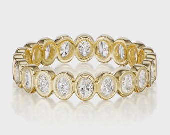 Anello dell'eternità ovale in moissanite, anello con promessa in argento sterling
