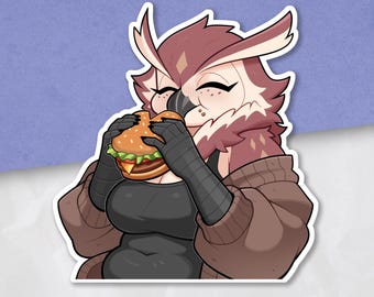 Owl Burger Sticker (3x3)