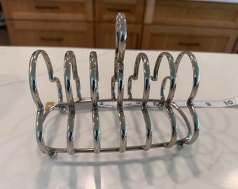 Soporte para tostadas plateado vintage, decoración de cocina moderna de mediados de siglo, soporte para tostadas retro, pieza para servir brunch de estilo rústico