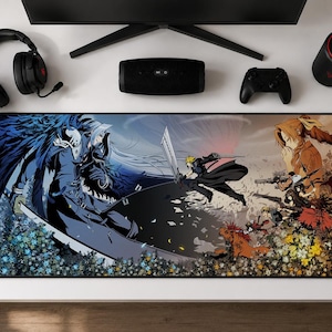 Final Fantasy VII Desk Mat, Sephiroth vs Cloud Gaming Mousepad, FF7 Anime Art Accessories