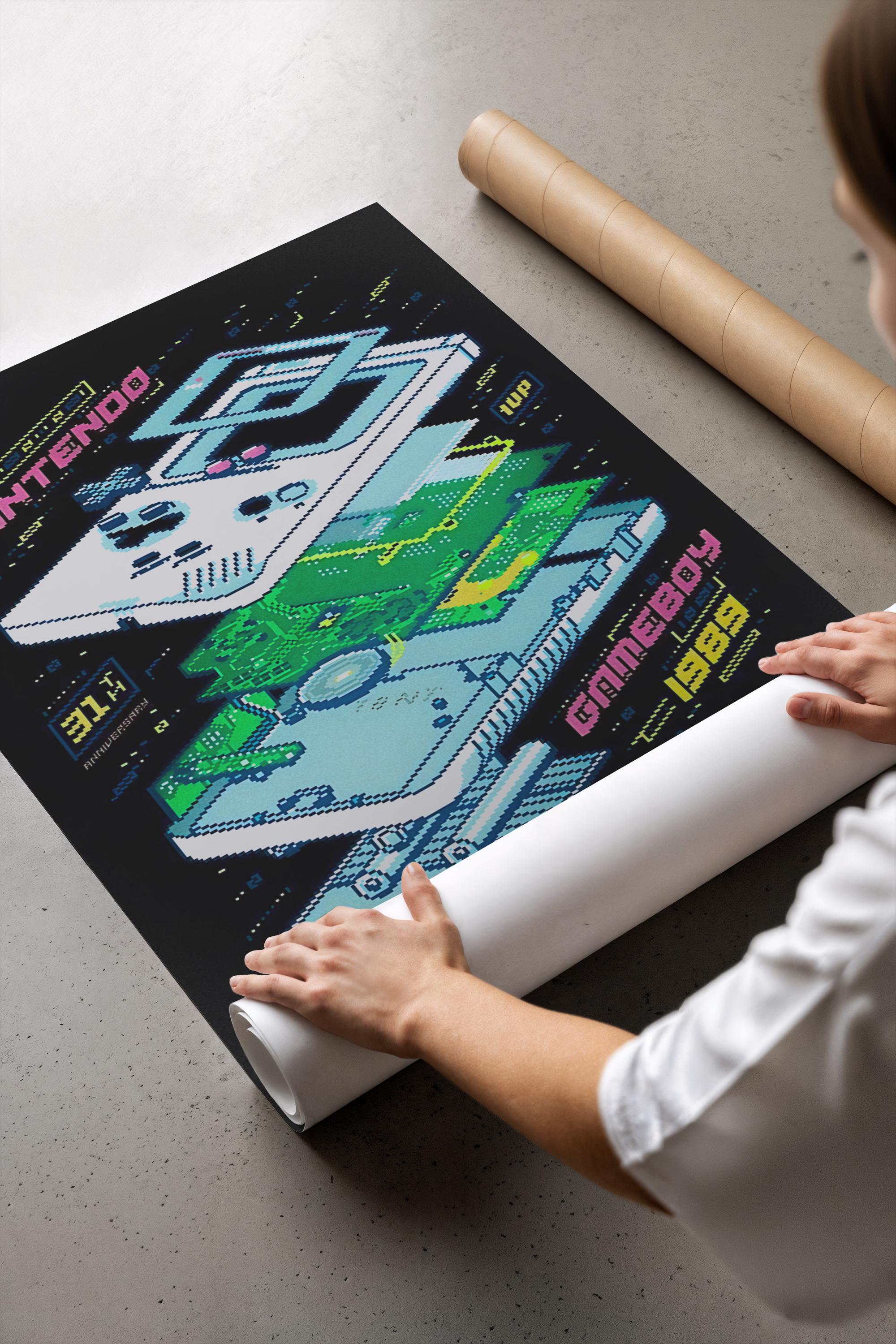 Game Boy Exploded View Poster, Nintendo Retro Console Tech Art - Etsy