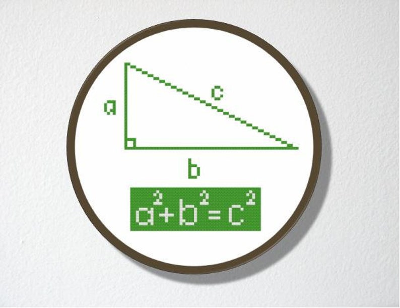 Counted Cross stitch Pattern PDF. Instant download. Pythagoras Theorem. Includes easy beginners instructions. image 2