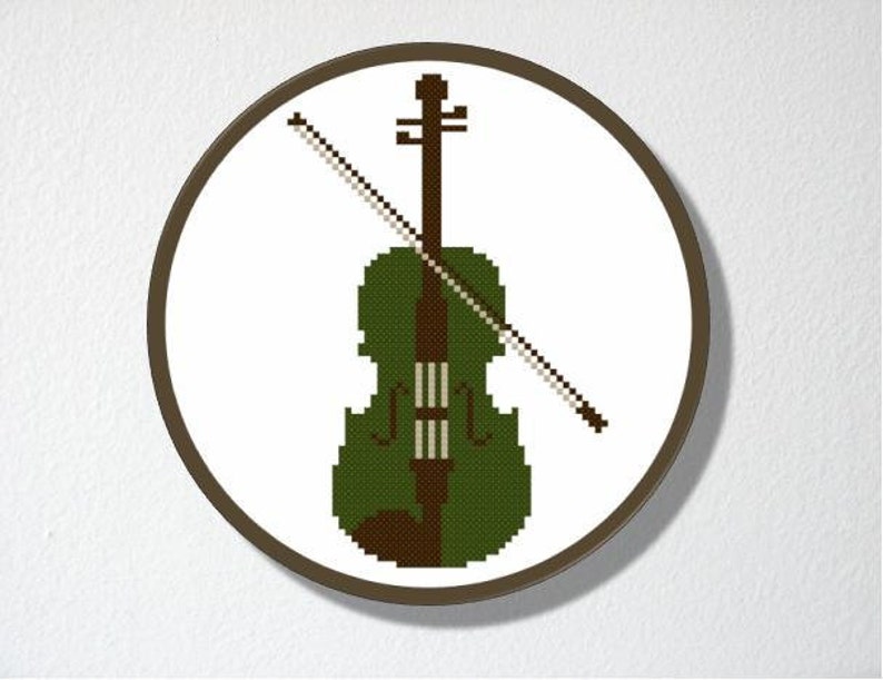 Counted Cross stitch Pattern PDF. Instant download. Violin. Includes easy beginner instructions. image 3