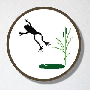 Counted Cross stitch Pattern PDF. Instant download. Leaping Frog silhouette. Includes easy beginner instructions. image 4