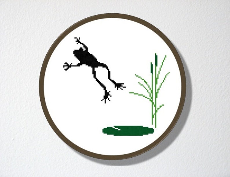 Counted Cross stitch Pattern PDF. Instant download. Leaping Frog silhouette. Includes easy beginner instructions. image 4