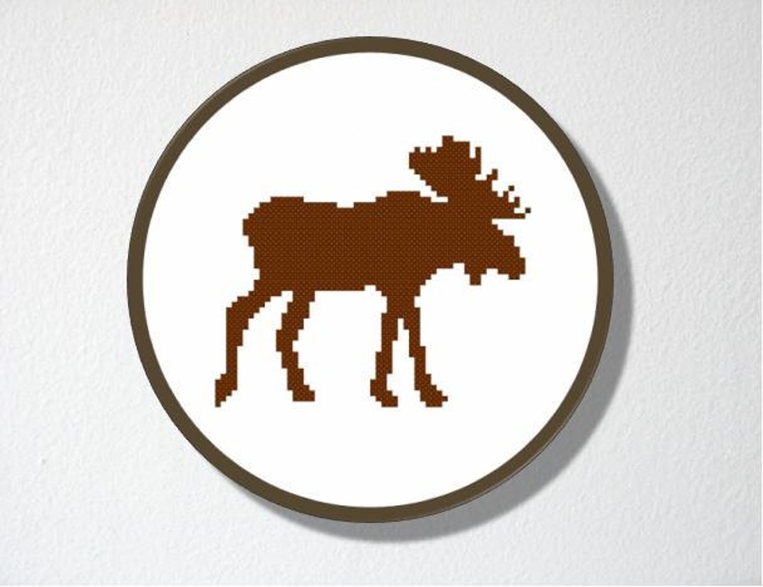 Counted Cross Stitch Pattern PDF. Instant Download. Moose Silhouette