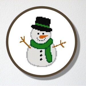 Counted Cross stitch Pattern PDF. Instant download. Snowman. Includes easy beginner instructions. image 3