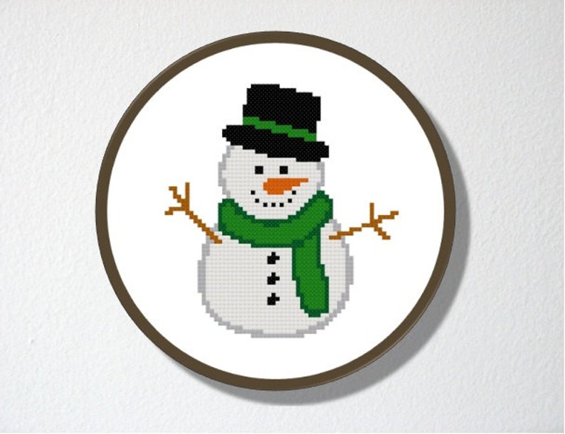 Counted Cross stitch Pattern PDF. Instant download. Snowman. Includes easy beginner instructions. image 3