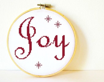 Counted Cross stitch Pattern PDF. Instant download. Joy. Includes easy beginner instructions.
