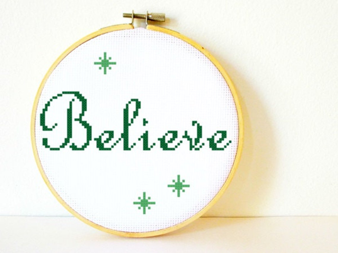 Counted Cross Stitch Pattern PDF. Instant Download. Believe. - Etsy
