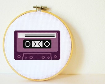 Cross stitch Pattern PDF. Cassette Tape. Includes easy beginners instructions.