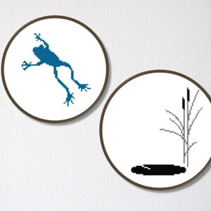 Counted Cross stitch Pattern PDF. Instant download. Leaping Frog silhouette. Includes easy beginner instructions. image 2