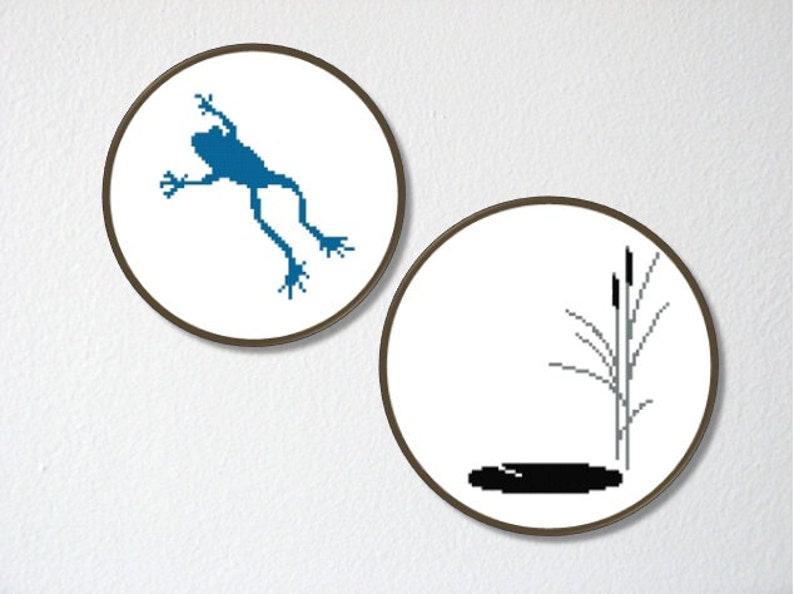 Counted Cross stitch Pattern PDF. Instant download. Leaping Frog silhouette. Includes easy beginner instructions. image 2