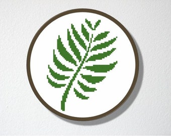 Counted Cross stitch Pattern PDF. Instant download. Fern. Includes easy beginner instructions.