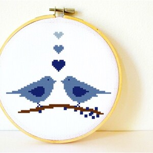 Counted Cross stitch Pattern PDF. Instant download. Love Birds. Includes easy beginner instructions. image 2