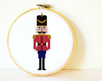 Counted Cross stitch Pattern PDF. Instant download. Nutcracker. Includes easy beginner instructions.