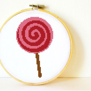 Counted Cross stitch Pattern PDF. Instant download. Lollipop. Includes easy beginners instructions. image 1