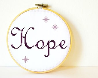 Counted Cross stitch Pattern PDF. Instant download. Hope. Includes easy beginner instructions.