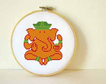 Counted Cross stitch Pattern PDF. Instant download. Ganesh. Includes easy beginners instructions.