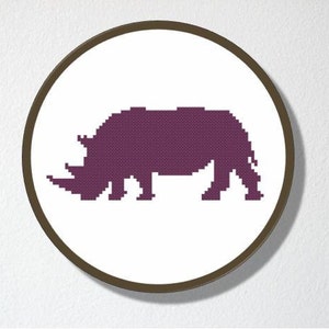 Counted Cross stitch Pattern PDF. Instant download. Rhinoceros Silhouette. Includes easy beginners instructions. image 1