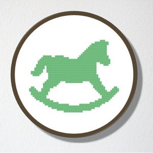 Counted Cross stitch Pattern PDF. Instant download. Rocking Horse Silhouette. Includes easy beginner instructions. image 3