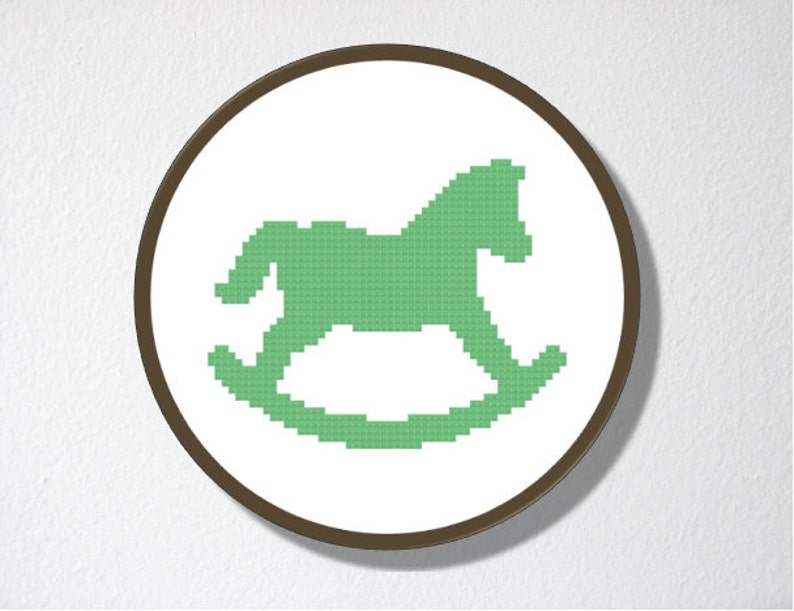 Counted Cross stitch Pattern PDF. Instant download. Rocking Horse Silhouette. Includes easy beginner instructions. image 3