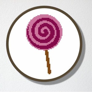 Counted Cross stitch Pattern PDF. Instant download. Lollipop. Includes easy beginners instructions. image 3